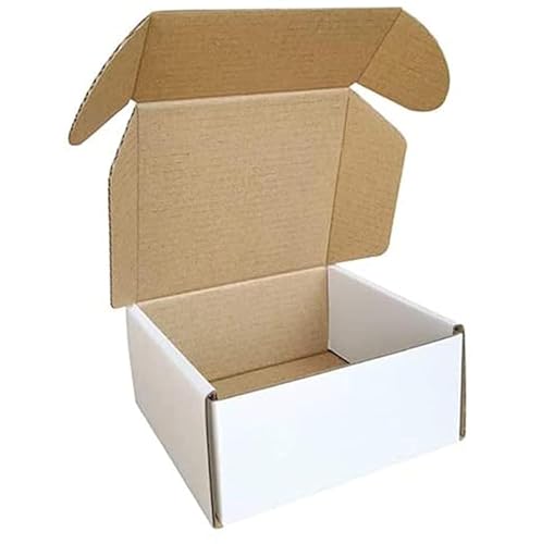 CH-BOX 50 Pack 4x4x2'' Small Shipping Boxes, Corrugated Cardboard Mailers for Business, White (CM442)