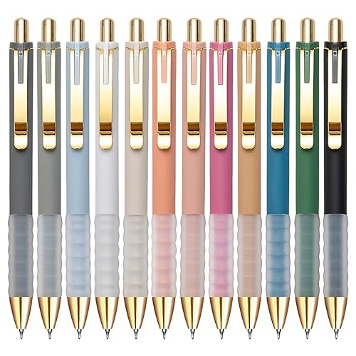 Linbsunne Gel Pens Black Ink Pen 0.5mm Fine Point, 12-count | Smooth Writing, Retractable Pens with Soft Grip, Office School Supplies for Nurses Teachers, Quick Dry