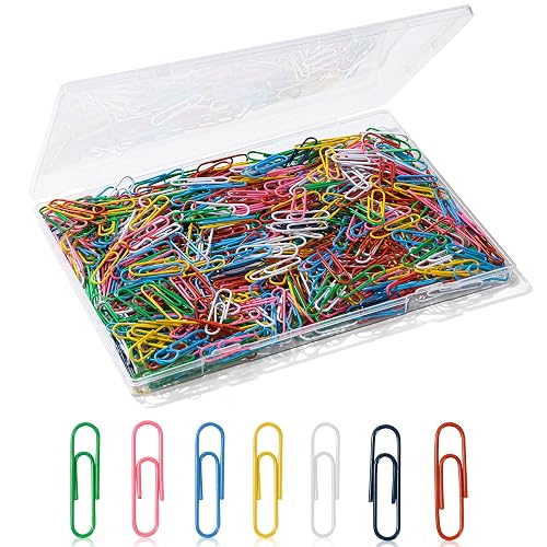 Paper Clips, 600Pcs Medium Paperclips for Office School & Personal Use, Daily DIY, 1-2/7" Colored Heavy Duty Ideal for Bookmark