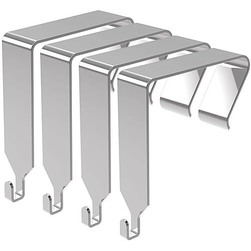 KOPKIO 4 Pcs Over The Door Hook Office Cubicle Hangers | Cubicle Walls Hooks,Universal Panel Partition Metal Hooks for Hanging File Bins, Keys, Whiteboard,Silver