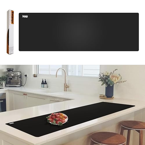 49.2" x 15.7" Large Silicone Mat for Kitchen Counter Protector, Cuttable | Silicon Countertop Protector Mat Heat Resistant Mats for Countertop, Cut to Fit Placemat Ship Roll by Foepoge, Black