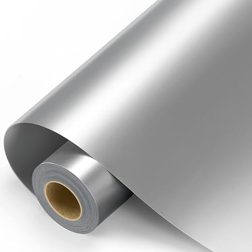 Silver Permanent Vinyl - Silver Adhesive Vinyl Roll for All Cutting Machine | Permanent Outdoor 12" x11FT for Decor Sticker, Car Decal, Scrapbooking, Signs, Glossy & Waterproof