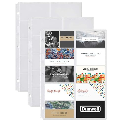 Dunwell Business Card Holder Sleeves, 25 Pack for 3-Ring Binders | 25-pack business card holder sleeves store up to 500 standard 2x3.5 business or name cards.