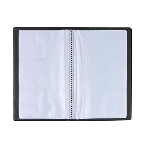 Teqooza Business Card Organizer Business Card Holder Book, Portable Binder File Sleeve Storage, Business Card Holders, Name Card Binder Holder for Men & Women, 20 Sheets, Capacity 120 Cards, Black
