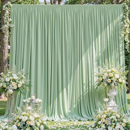 Sage Green Backdrop Curtain for Parties Wrinkle Free Dark Green Photo Curtains Backdrop Drapes Fabric Decoration for Baby Shower Birthday Party Photography 5ft x 8ft,2 Panels