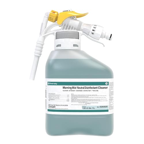 Diversey Morning Mist Neutral Disinfectant Cleaner, Fresh, RTD, 5L | Hard Floors, Healthcare Facilities, Patient Rooms, Odor Control, Environmental Sanitation, Restroom Cleaner