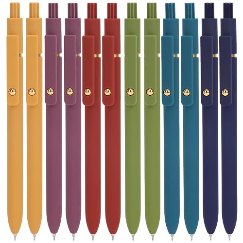 Ddaowanx Gel Pens Set,12 Pcs 0.5mm Retractable Quick Dry Black Ink Pens | Fine Point Smooth Writing Pens for Journaling and Planner,Cute Desk Accessories Office&School Supplies,Gifts for Women