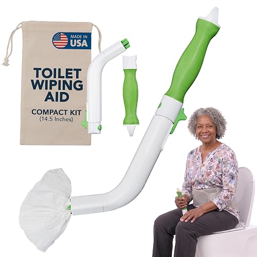 FreedomWand - Compact Kit 14.5” Toilet Aids for Wiping Bottom, Butt Wiper | Bottom Buddy Wiping Tool, Wiping Aids for Toileting with Strong Grip, Easy Release, Carry Bag for Seniors & Limited Mobility