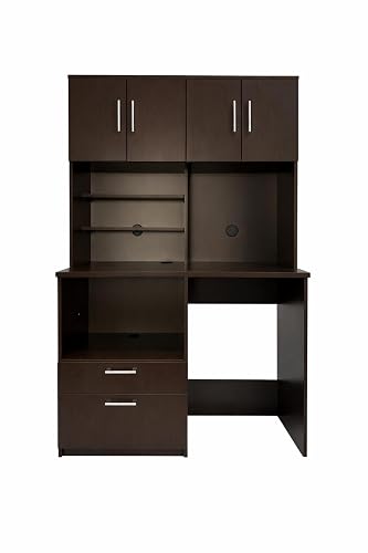 BREAKtime Combo Kitchenette Cabinet with Mini Fridge and Microwave Space, Upper Hutch Storage, Fully Assembled, 48" W x 24" D x 75" H, Appliances Not Included