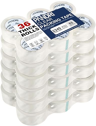 PANDRI 36 Pack Heavy Duty Packing Tape, 1.88" x 65yd Per Roll, Total 2340yd | Heavy Duty, Ultra Strong Shipping Tape For Packaging, Shipping, Moving, Sealing, Moving Supplies