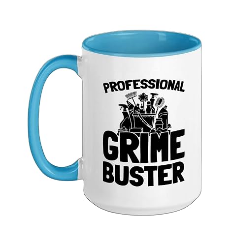 Cleaner Housekeeping - Sanitation Janitorial Cleaner Ceramic Mug, Blue/White, 15oz