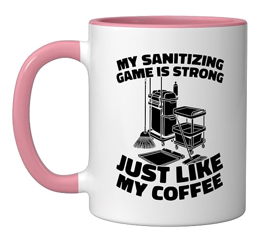 Cleaner - Janitorial Housekeeping Sanitation Cleaner Ceramic Mug, Pink/White