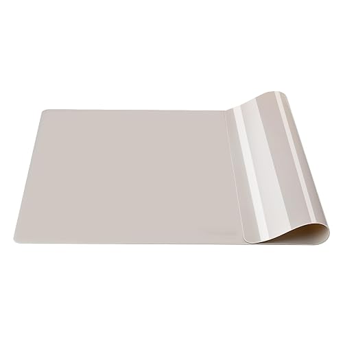 Silicone Placemats, Food-Grade Non-Slip Waterproof, Dining, Stain Resistant, Countertop Protector, Kitchen Counter Mat, Heat Resistant, Baking mat Dishwasher Safe (25.6"×17.7"-1pc Thicken White Gray)