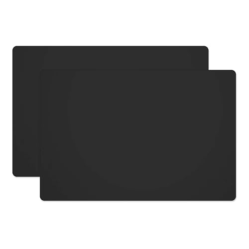 Silicone Placemats, Food-Grade Non-Slip Waterproof, Dining, Stain Resistant, Countertop Protector, Kitchen Counter Mat, Heat Resistant, Baking mat Dishwasher Safe (23.6"×15.7"-2pack, Black)