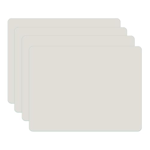 Silicone Placemats, Food-Grade Non-Slip Waterproof, Dining, Stain Resistant, Countertop Protector, Kitchen Counter Mat, Heat Resistant, Baking mat Dishwasher Safe (15.7x11.8Inch-4pack, White Gray)