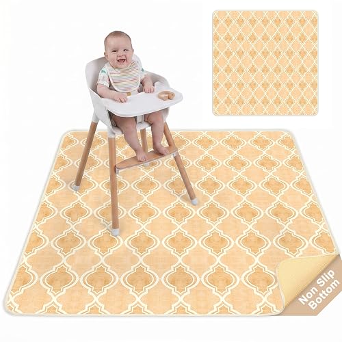 Splat Mat for Under High Chair Waterproof Non Slip Floor Mat for Baby | Waterproof food catcher, non slip backing, easy to clean, machine washable, foldable for high chair, art mat, or picnic use