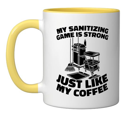 Cleaner - Janitorial Housekeeping Sanitation Cleaner Ceramic Mug, Yellow/White