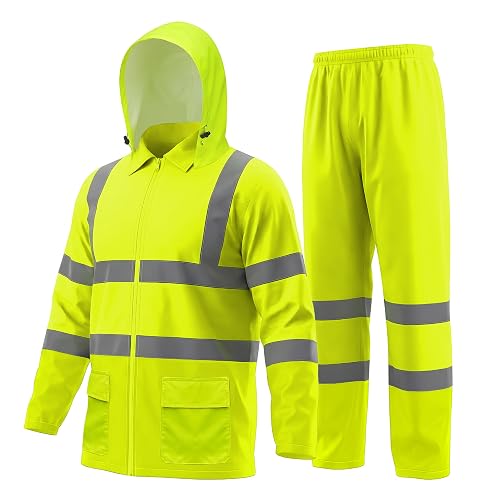 FORESTER Class 3 Hi-Vis Rain Suit - Waterproof Jacket & Pants | Heavy Duty Rain Gear for Men & Women | Reflective