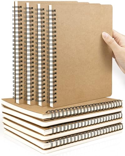 Dynta A5 Spiral Blank Journal, 10 Pack Softcover Unlined Sketch Pad | 8.3"x 5.8" Brown Notebook for Drawing, Writing, Note Taking, Travel Memo, Diary Planner, 100 Pages/50 Sheets