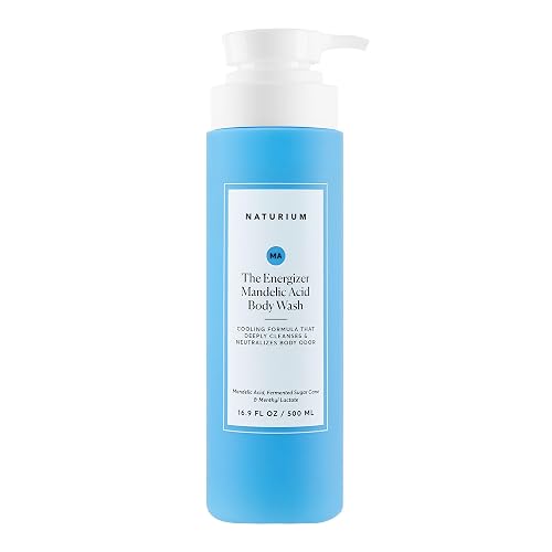 Naturium Mandelic Acid Body Wash, Sugar Cane & Menthyl Lactate, 16.9 fl oz | Energizing Deep Cleanser with AHA Blend, Instant Cooling Formula, Neutralizes Odor, Lasting Freshness, for All Skin Types