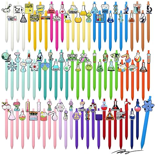 XHAOYEAHX 80 PCS Cute Science Pens, Funny Laboratory Pen Gel Pen Black Ink Set for Science Party Favors Lab Week 2026 Bulk Gifts