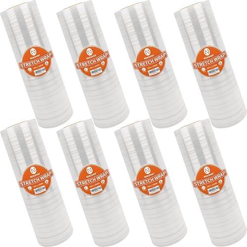 NEXCOVER 18 Inch Stretch Wrap - 1500 Feet | 60 Gauge, 8 Roll Clear Plastic Self-adhering Stretch Wrap Film for Pallet Wrap, Thick and Durable Packing Moving Supplies Heavy Duty Shrink Film