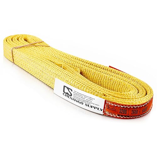 DD Sling 1 Inch x 8 Foot Nylon Lifting Sling – USA Made, 3,200 lb Vertical, 2,600 lb Choker, 6,400 lb Basket – 2-Ply Heavy Duty 900 Webbing, Type 3 Flat Eye & Eye Rigging Sling