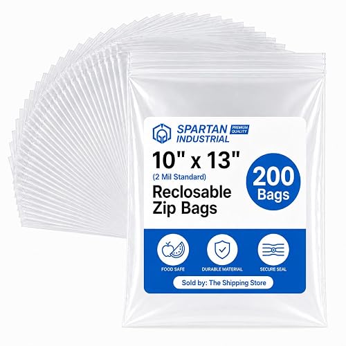 10” X 13” (200 Count) 2 Mil Clear Reclosable Zip Plastic Poly Bags | with Resealable Lock Seal Zipper - Spartan Industrial