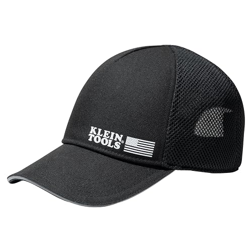 KLEIN TOOLS 22014 Adjustable Snapback Black Cap, Bump Cap Insert Compatible, Mesh Back Design with Reflective Brim, Padded Interior for Construction and Jobsite Use