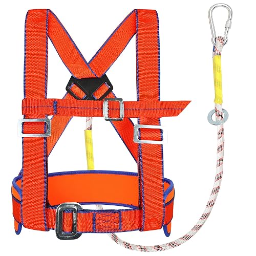 TRSMIMA Safety Harness Fall Protection - Half-Body Roofing Harness kit | Roof Safety Harness with 6 ft Lanyard and Padded Shoulder - ANSI Standard