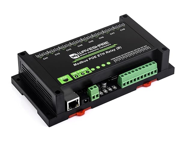 8-CH Ethernet Relay Module (B) with Digital Input, Modbus RTU/Modbus TCP Protocol, Support DC 7~36V Wide Range Power Input and PoE Power Supply, with Various Isolation and Protection Circuits