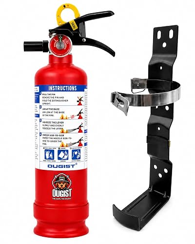 Ougist ABC Dry Chemical Fire Extinguisher with Wall Mount, 2.5 lb Agent | Designed for Home, Vehicle and Boat Placement, Providing Secure Upright Storage and Quick-Release Access in an Emergency