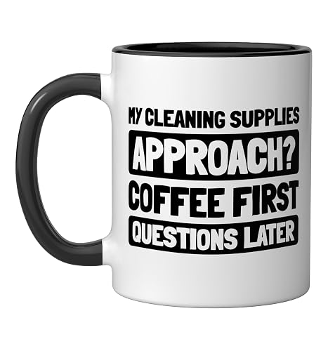 Cleaner Janitorial Housekeeping Sanitation - Cleaner Ceramic Mug, Black/White