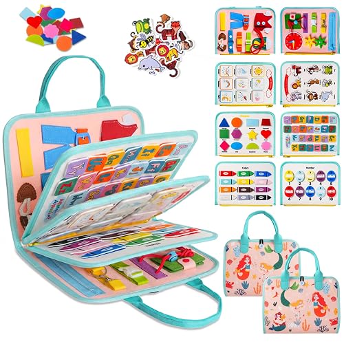 Teefrye Toddlers Busy Board Montessori Toys for Old 1-3 Year Girl Busy Book | Educational Activity Board Sensory Travel Toy Ages 2-4 Birthday Gift Learning Fine Motor Skills Toy Quiet Book juguetes niñas