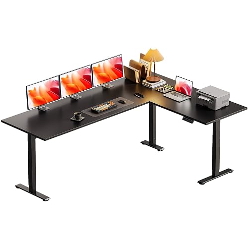 Casaottima 71 Inch L Shaped Electric Standing Desk, Home Office, Black | Reversible Corner Desk with Height Adjustment, Ergonomic Sit Stand Table for Home Office, Computer Workstation