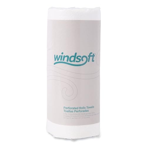 Windsoft 122085CT Perforated Paper Towel Rolls, 11" x 8 4/5", White, 85 per Roll (Case of 30 Rolls)