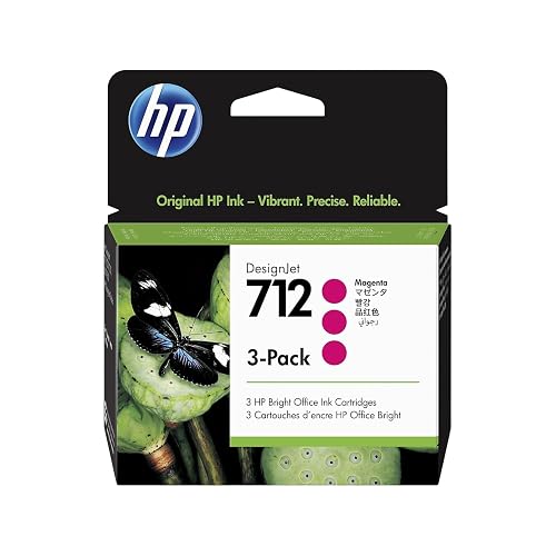 HP 712 Magenta 29-ml 3-Pack Ink Cartridges (3ED78A) for DesignJet T650, T630, T230, T210 & Studio Plotter Printers
