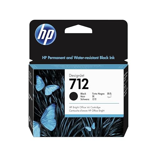 HP 712 Black 80-ml Genuine Ink Cartridge (3ED71A) for DesignJet T650, T630, T230, T210 & Studio Plotter Printers