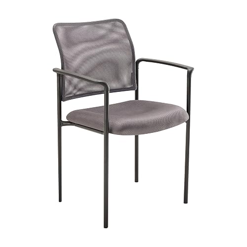 Flash Furniture Mesh Reception Side Chair, Gray | Lumbar Support, Sled Base, Commercial Grade, Office Use