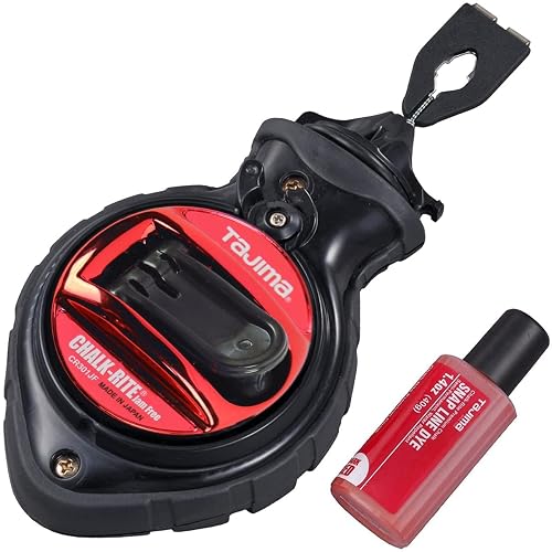 TAJIMA Chalk Line - Chalk-Rite Jam Free Special Edition Chalk Line with Extra Bold 1mm Snap Line & Five Gear Quick Retrieval - CR301JF-CP