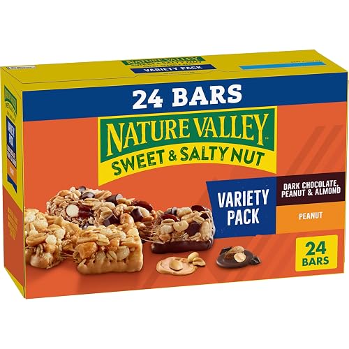 Nature Valley Sweet & Salty Variety Pack Granola Bars, 24 ct, 28.8 oz | Includes Peanut & Dark Chocolate Peanut Almond, 12 Bars Each Flavor, No Artificial Flavors or High Fructose Corn Syrup