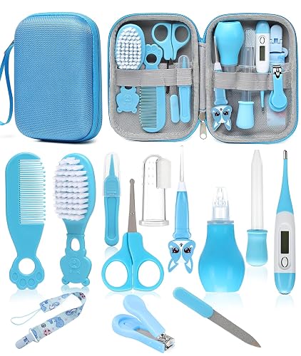 YASEW Baby Grooming Kit, Newborn Care Essentials, Baby Shower Gift | Nail, Hair, Nasal and Temperature Care Tools, Home and Travel Ready, For First-Time Parents