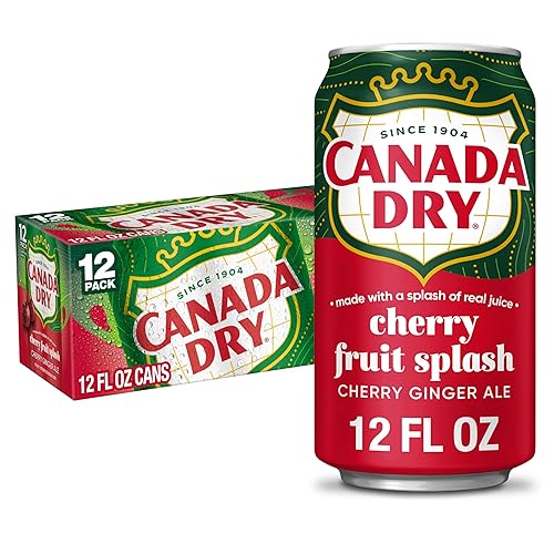 Canada Dry Fruit Splash Cherry Ginger Ale Soda, 12 Oz Cans, 12 Count | Caffeine-Free, Splash of Real Juice, Crisp Cherry Taste, Perfect Cocktail Mixer, No Artificial Flavors, Carbonated