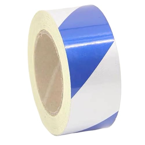 reflective tape, 2 Inch X 150 Feet Hazard Warning Safety Stripe Tape Halloween Decoration Party Tape u2022 Ideal for Walls, Floors, Pipes and Equipment.(Blue and white)