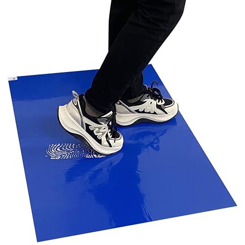 Sticky mat with Adhesive,Tacky pad 24" x 36",for Construction,Science Lab Door Matting,Basketball Shoes,Cleanroom,Laboratory and Hospital. (12, Blue, 24"x36")