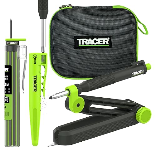 Tracer Truescribe Scribe Tool Pencil 2.0 & 12 Leads, Storage Case | Marks & Scribes Skirting, Coving & Worktops for Neat Fits – Storage Case & Leads for Joinery & Woodwork DIY