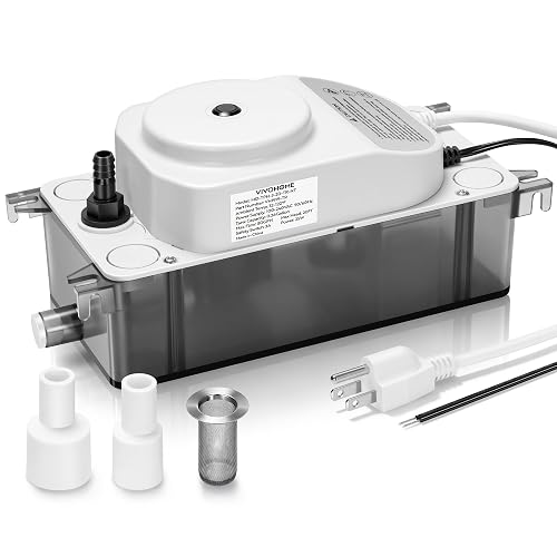 VIVOHOME 100V-240V 80 GPH HVAC Condensate Pump with Automatic Safety Alarm | Ultra-Quiet 28dB DC Motor, 20ft Lift AC Condensate Removal Pump for HVAC/R Equipment, Dehumidifier and Furnace
