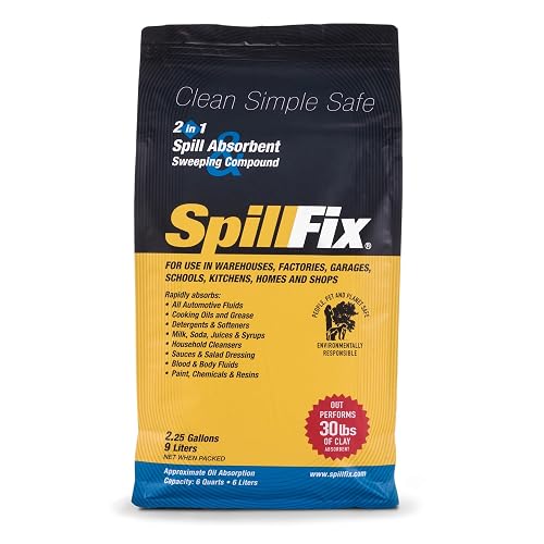 SpillFix 2.25 Gal Bag Coconut Coir Spill Absorbent Absorbs 2.5 Gal Capacity | Granules Absorb 2.5 Gal Capacity, Oil, Fuel, Paint, Water and Chemical Spills for Garage, Workshops, Warehouses and Factories