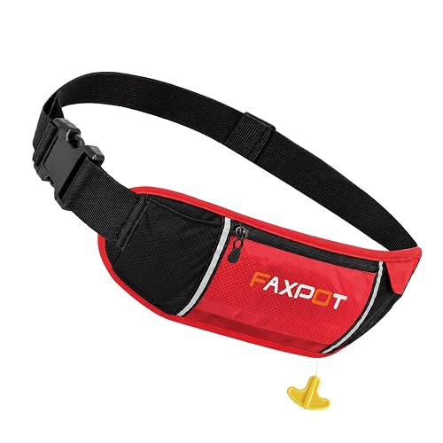 Faxpot Manual Inflatable Belt Pack for Adults with 24g CO2 Cartridge | Life Waist Belt, Lightweight and Compact,100N+ Buoyancy,Adjustable Size for Kayaking, SUP, Fishing, Sailing