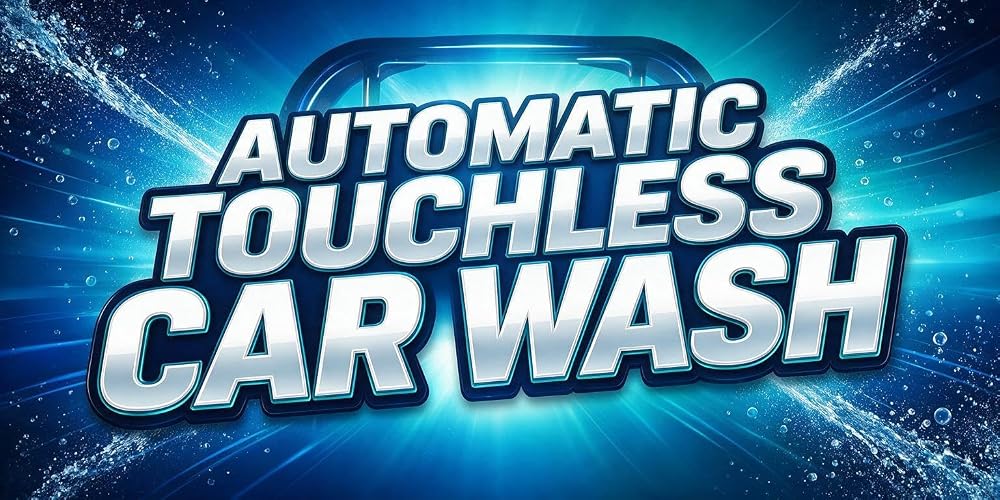 Automatic Touchless Car Wash Banner - Auto Detailing Service Sign - Commercial Carwash Outdoor Business Advertising Display